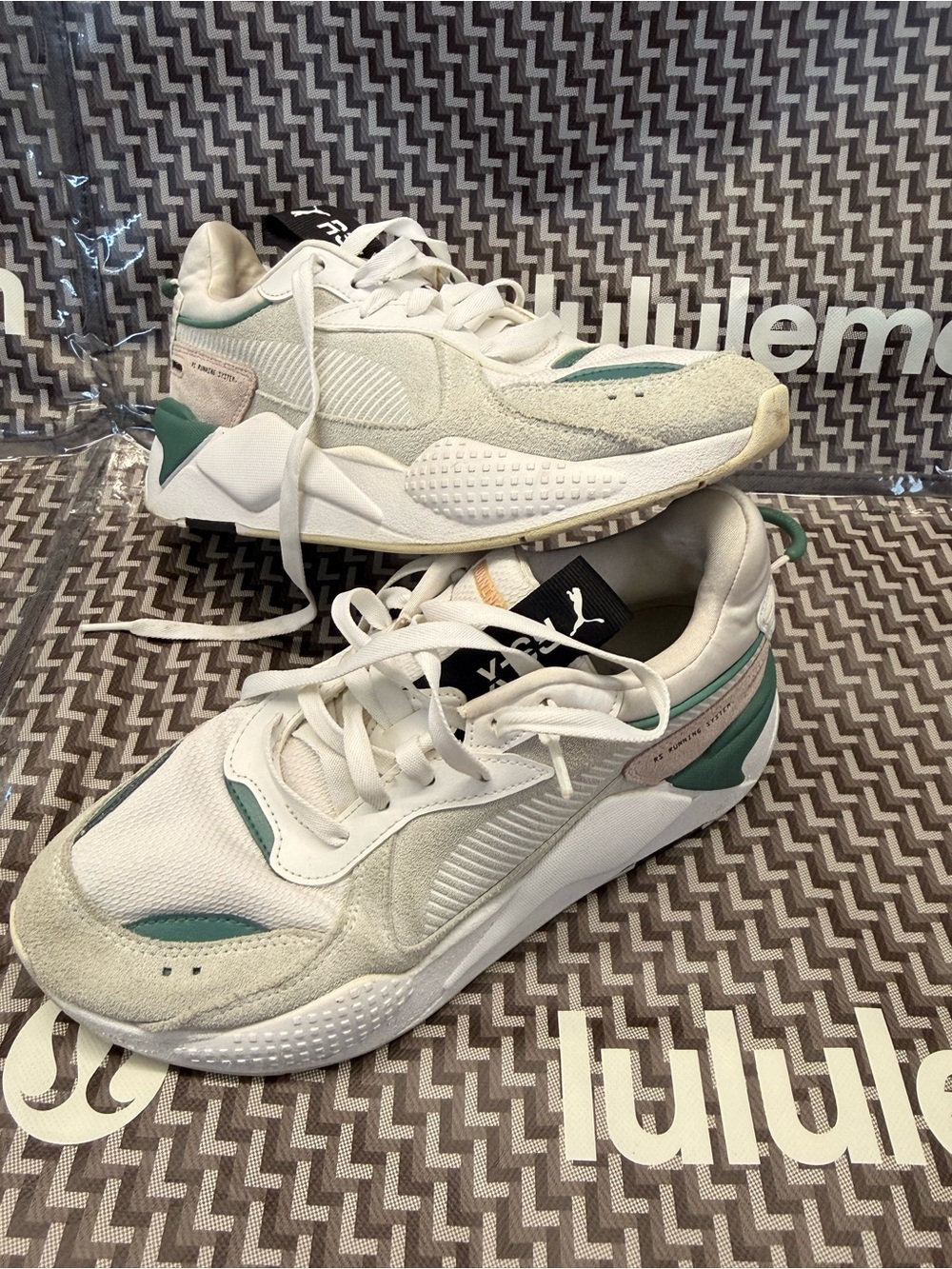 Puma White Sneakers with Teal Accents